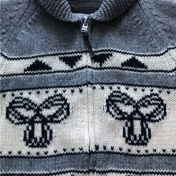 Aritzia TNA Sea To Sky Lambswool Chunky Knit Zip Sweater Medium Nordic Fair Isle - Picture 9 of 14